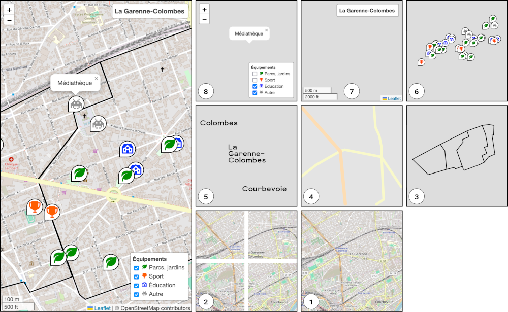 Exemple minimaliste d'une carte interactive avec ses différents layers